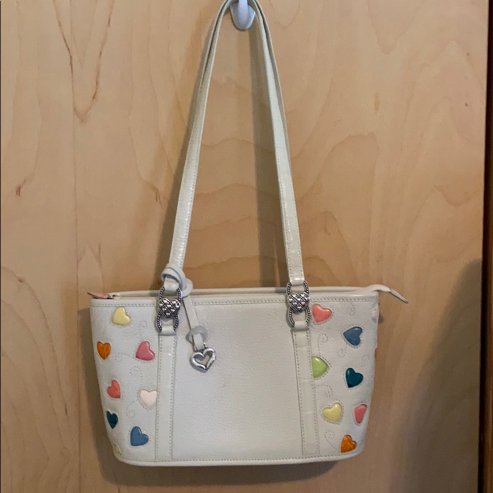 Brighton bag NWOT, cream leather w/colorful hearts
